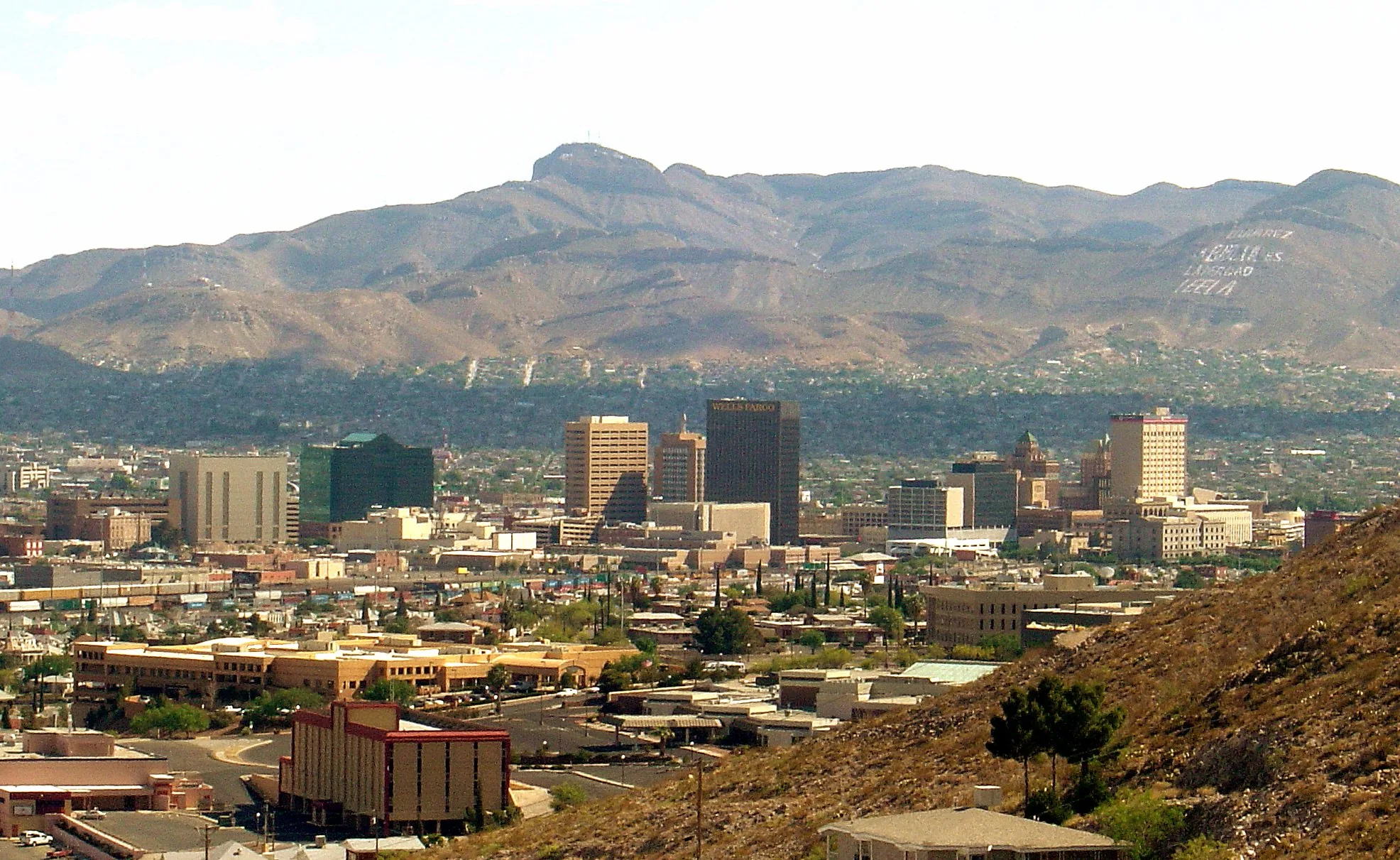 Downtown El Paso, Texas skyline with the Franklin Mountains in the background
